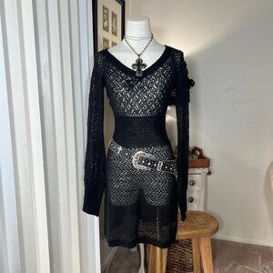Y2k Dkny Jeans Crochet Knit Dress
